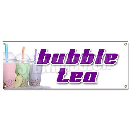 Signmission Bubble Tea Banner Heavy Duty 13 Oz Vinyl with Grommets Single Sided B-Bubble Tea